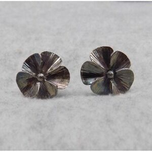 Stuart Nye Sterling Dogwood Blossom Earrings Silver Vintage Screw Back Signed